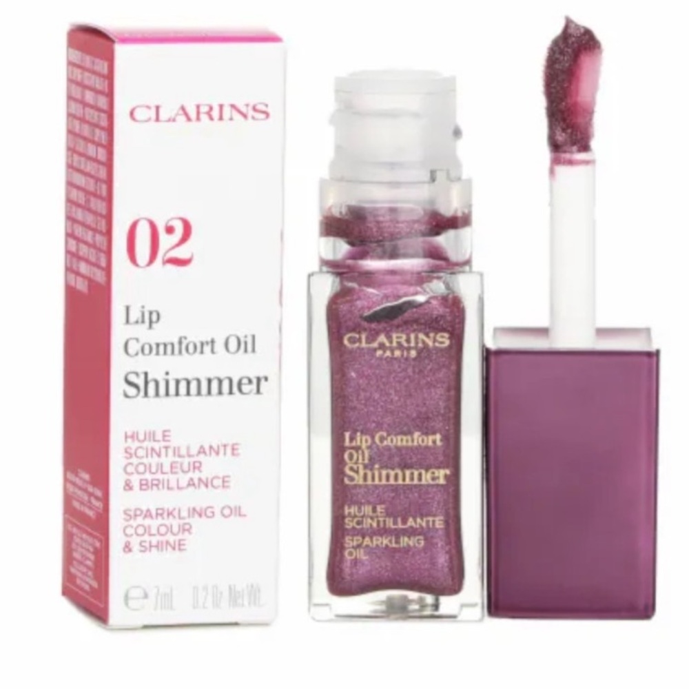 Clarins Lip Comfort Oil Shimmer 02 Purple Rain, 7 mL/0.2oz FULL SIZE, New in Box